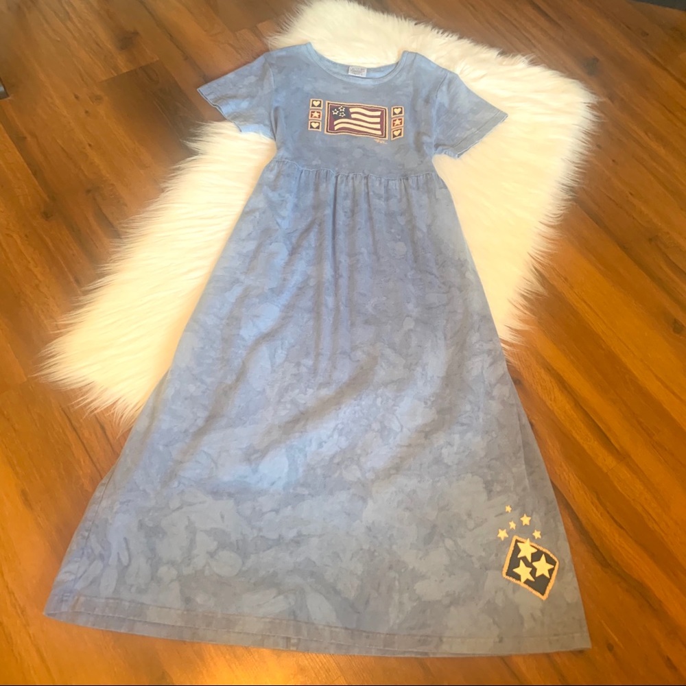 Vintage Cactus Bay Women’s Blue Apparel Scoop Neck Maxi Dress Size Large - Picture 4 of 9